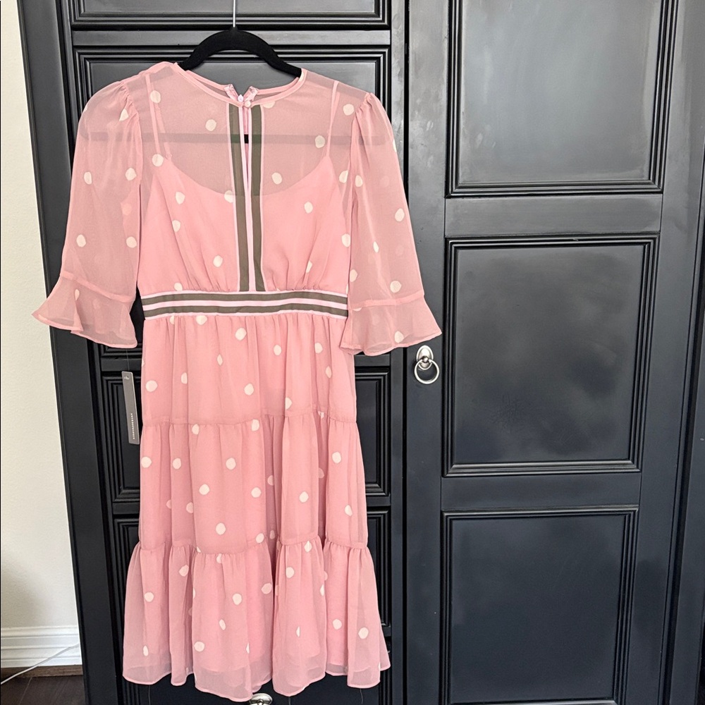 Anthropologie Blush Pink Polka Dot Dress